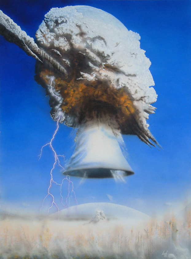 Probablemente se formó un “hongo nuclear”, como en el lanzamiento de una bomba atómica (representación artística).